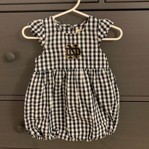 Baby Girl Notre Dame Gingham Ruffle back Romper